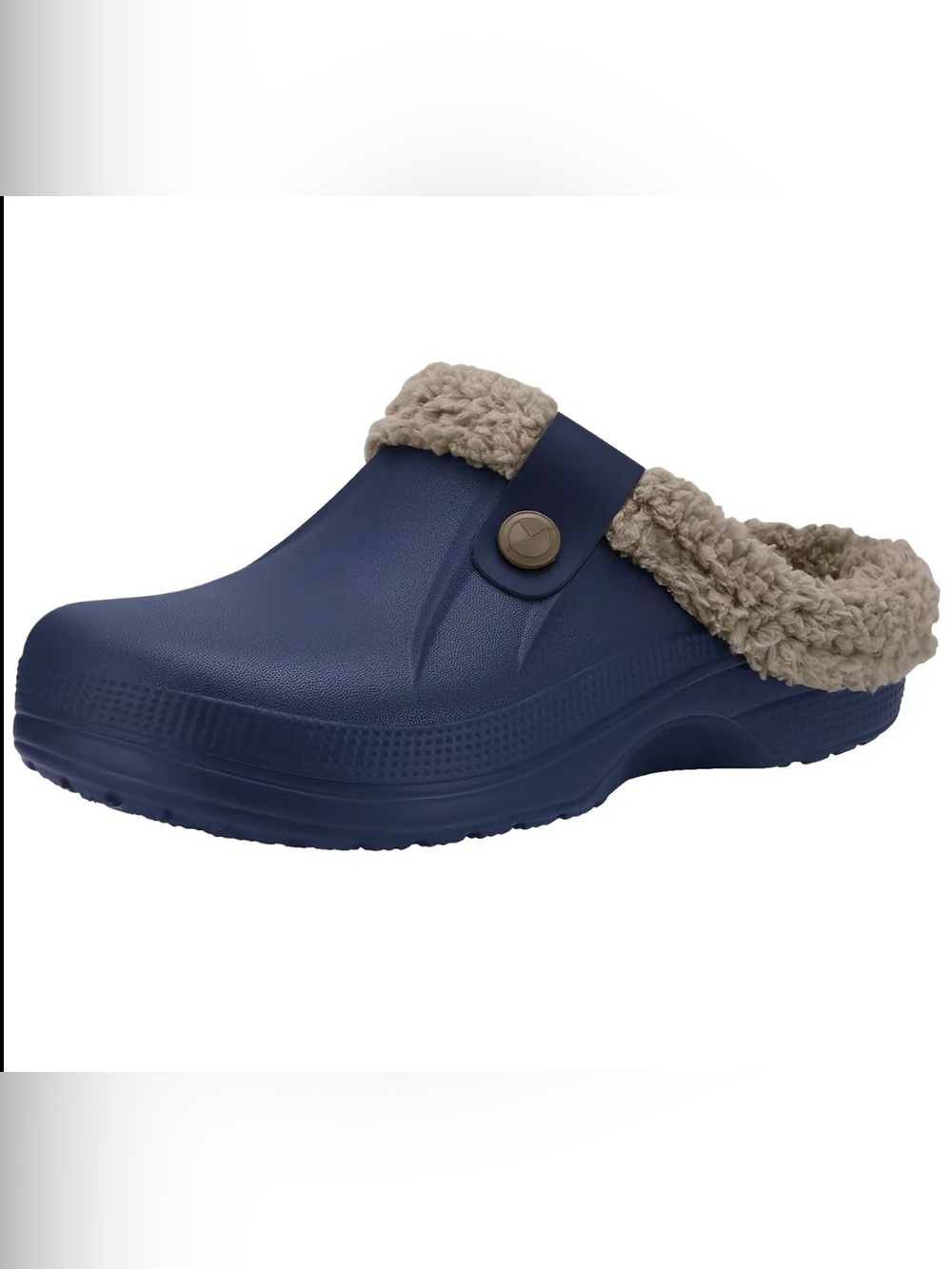Women's Navy Blue Faux-Shearling Lined Slip-On Sandal
